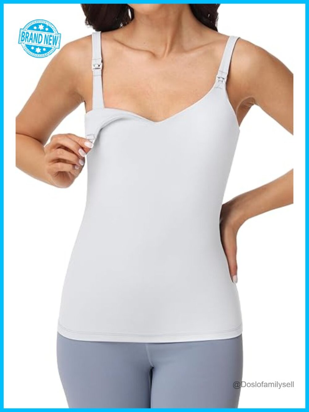 Nursing Tank Top with Built-in Bra for Maternity & Postpartum